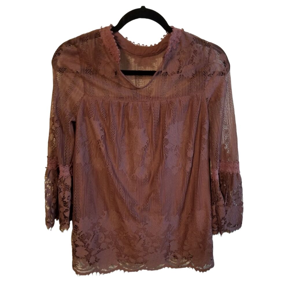 Miss Chievous Womens Sz S Purple Solid Long Sleeve Blouse